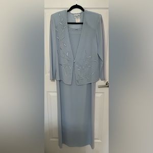 Vintage Lawrence Dress Size 12 Petite Evening Gown - Beautiful Blue with Beading